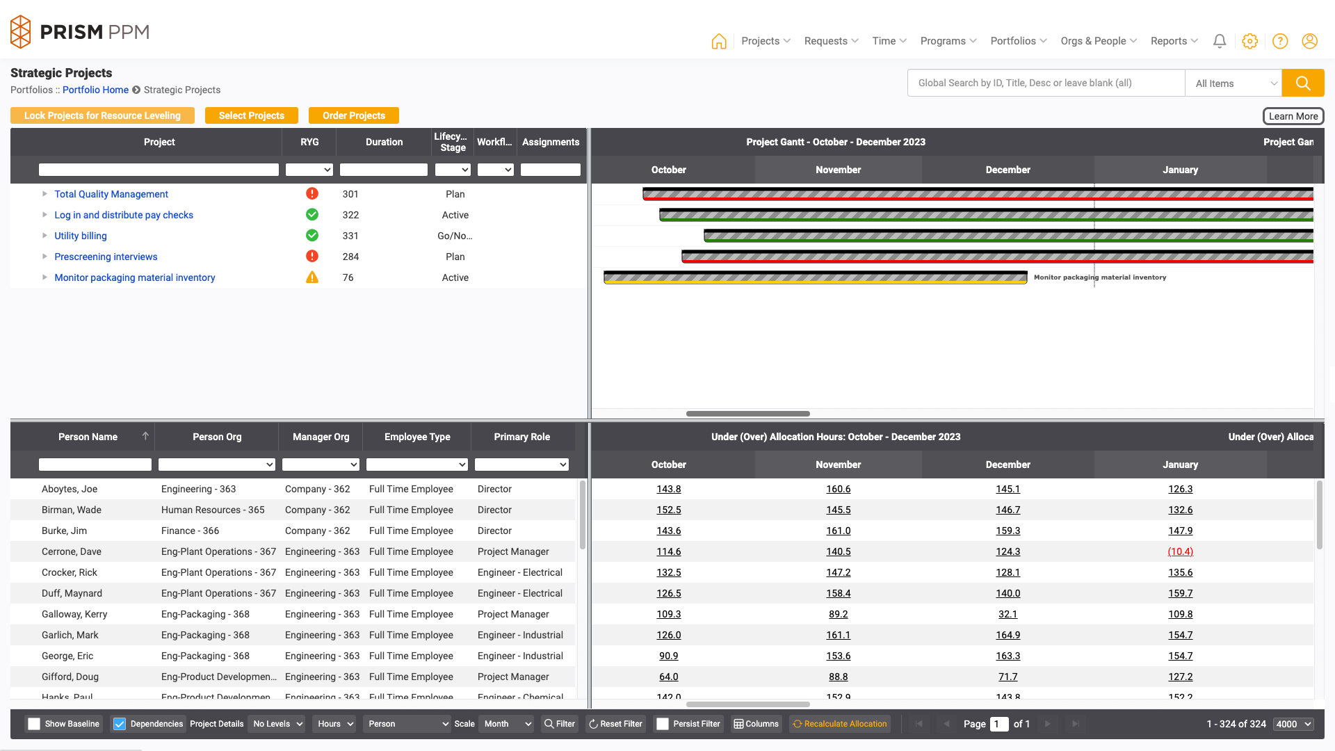 Prism PPM Home Hero Portfolio View